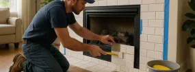 Repairing Cracked Fireplace Tiles Brookhaven Village, Farmers Branch